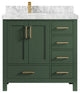 Malibu 36 Left Offset Bath Vanity in Lafayette Green 2" Carrara Marble