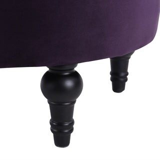La Rosa Tufted Round Ottoman, Purple Velvet