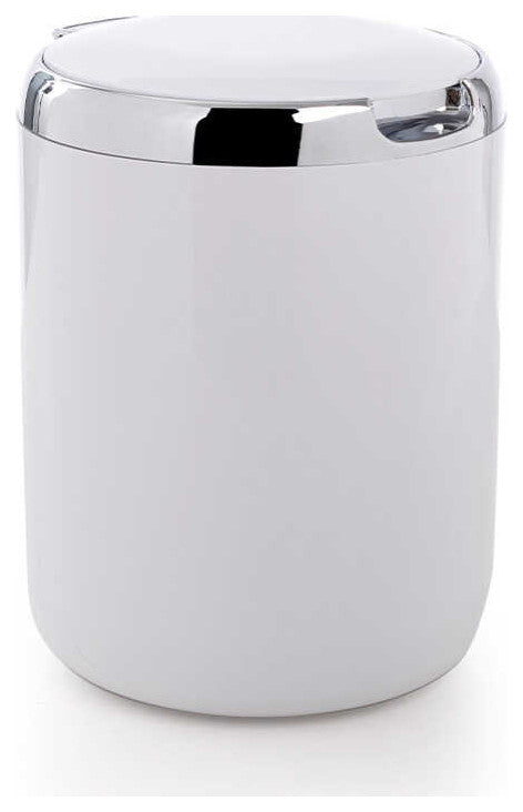 Pasifik Plastic Waterproof Trash Can with Cover and Lid, Car / Kitchen, 3 Liter, White