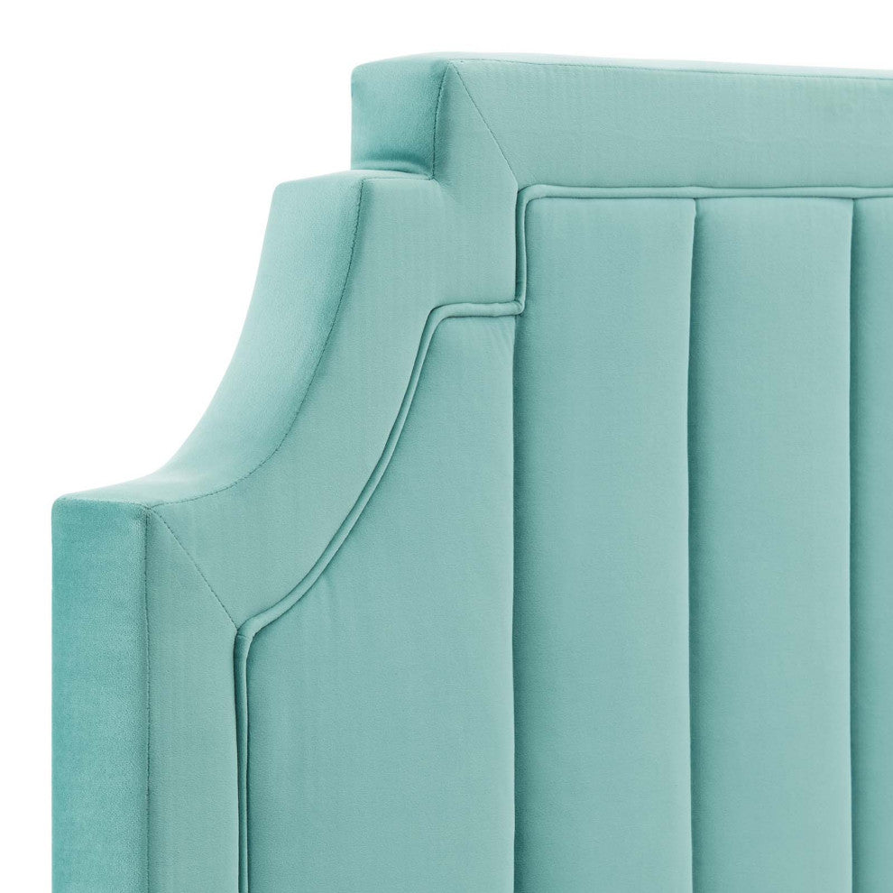 Alyona Channel Tufted Performance Velvet Full/Queen Headboard-Mint