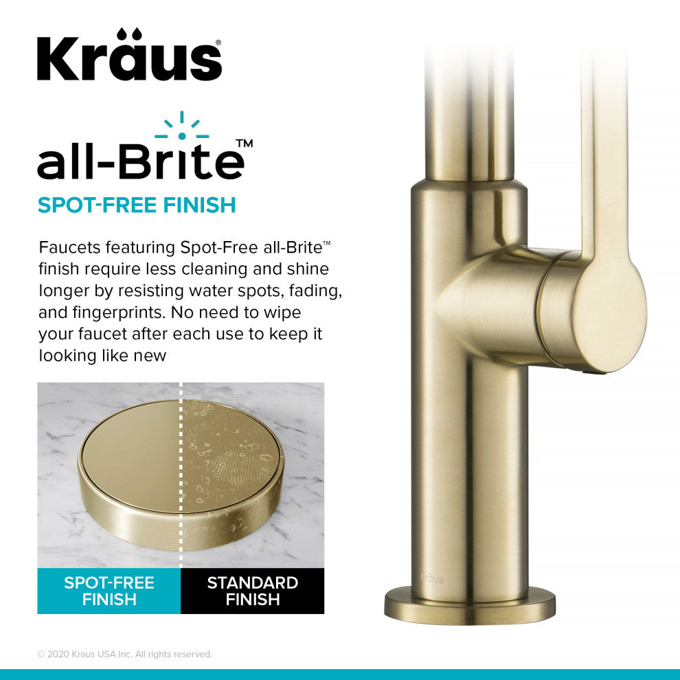 Oletto Pull-Down 1-Hole Kitchen Faucet, Spot Free Antique Champagne Bronze