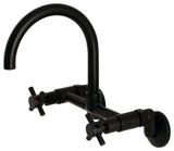 Kingston 8" Adjustable Center Wall Mount Kitchen Faucet, Matte Black