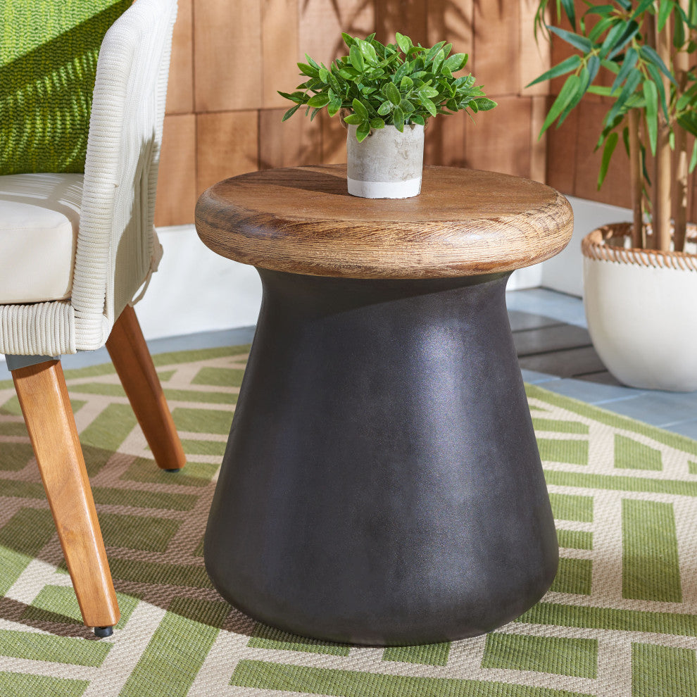 Safavieh Button Concrete Accent Stool, Black