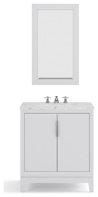 Elizabeth 30" Single Sink Carrara White Marble Vanity, Pure White