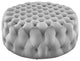 Amour Tufted Button Large Round Performance Velvet Ottoman - Light Gray...