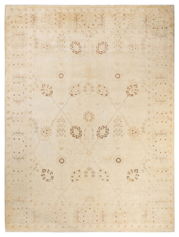 Eclectic, One-of-a-Kind Hand-Knotted Area Rug Ivory, 9' 1" x 12' 0"