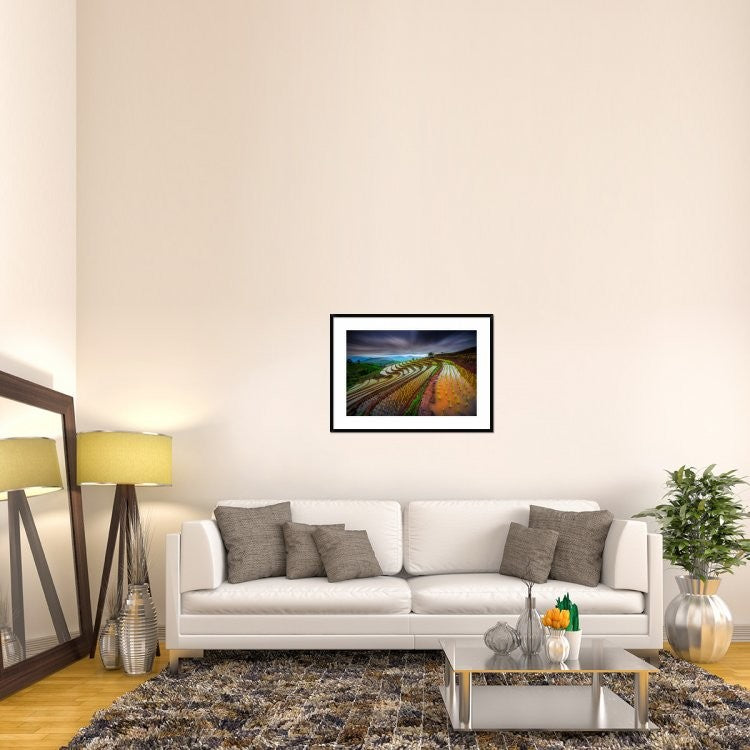 "Unseen Rice Field" Framed Digital Print by Tetra, 38x27"