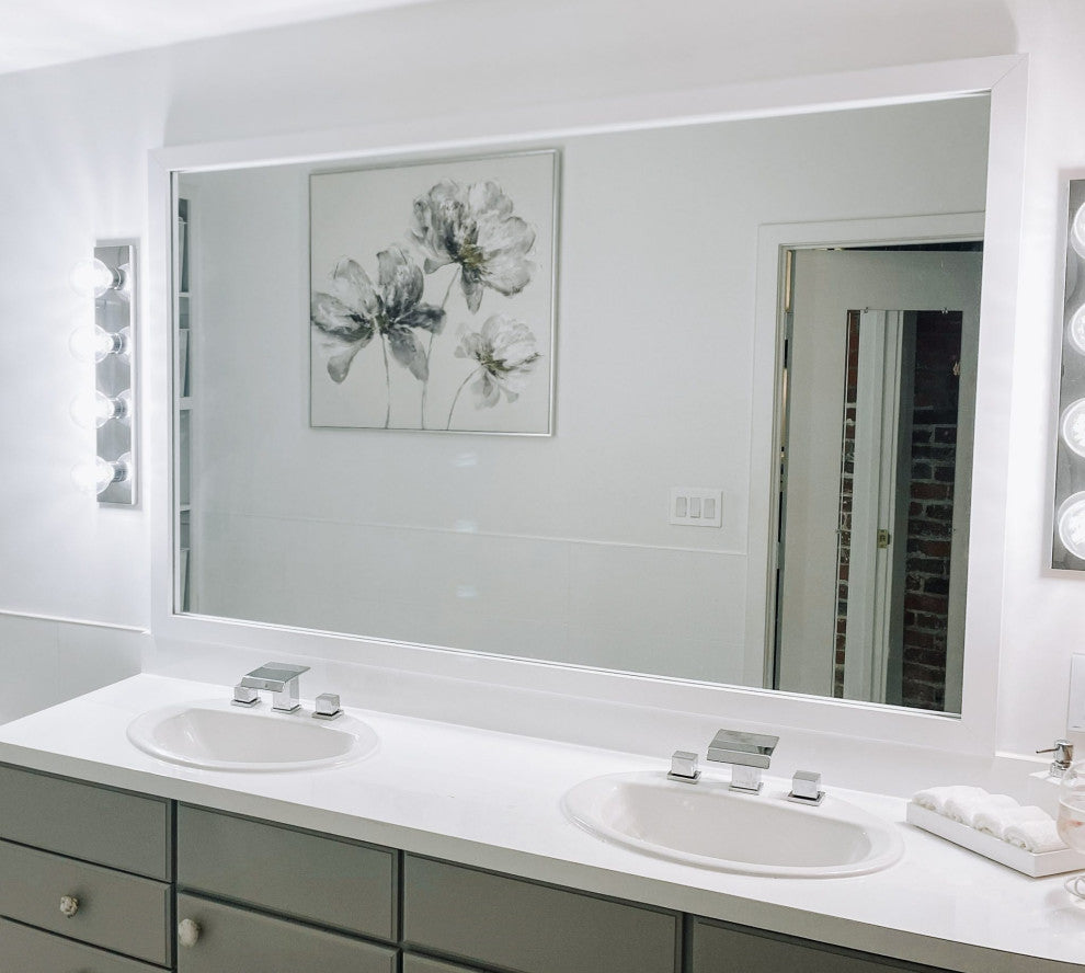Meade Framed Wall Mirror, White, 20"x54"