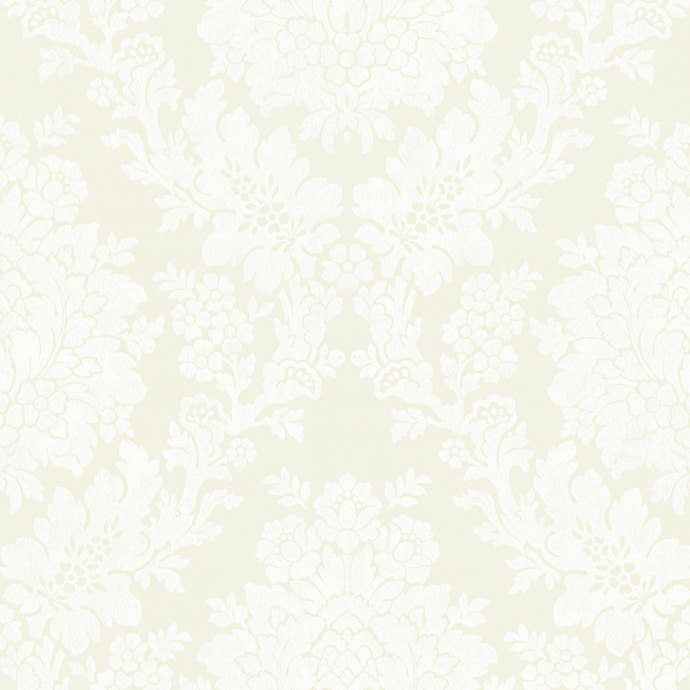 Liza Cream Roselle Damask Wallpaper, Sample