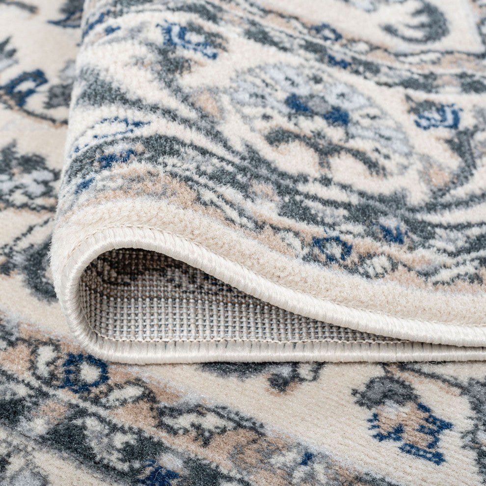 Tessie Traditional Floral Cream Rectangle Area Rug, 5'x7'