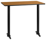 30"x48" Natural Laminate Table Top With 5"x22" Bar Ht Table Bases
