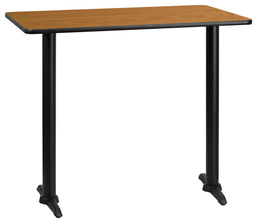 30"x48" Natural Laminate Table Top With 5"x22" Bar Ht Table Bases