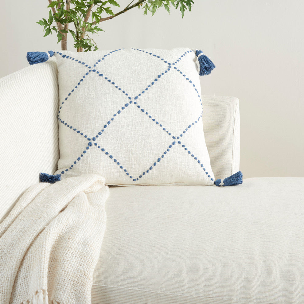 Mina Victory SH038 Throw Pillow, Blue, 20"X20"