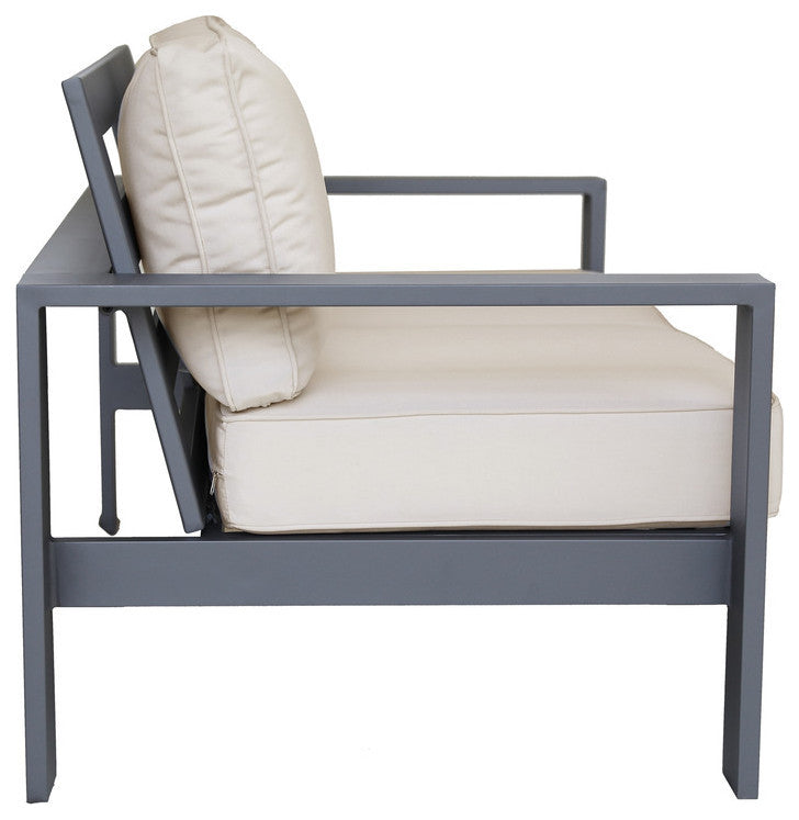 Finley Loveseat With Cushion, Powdered Pewter/Cast Silver