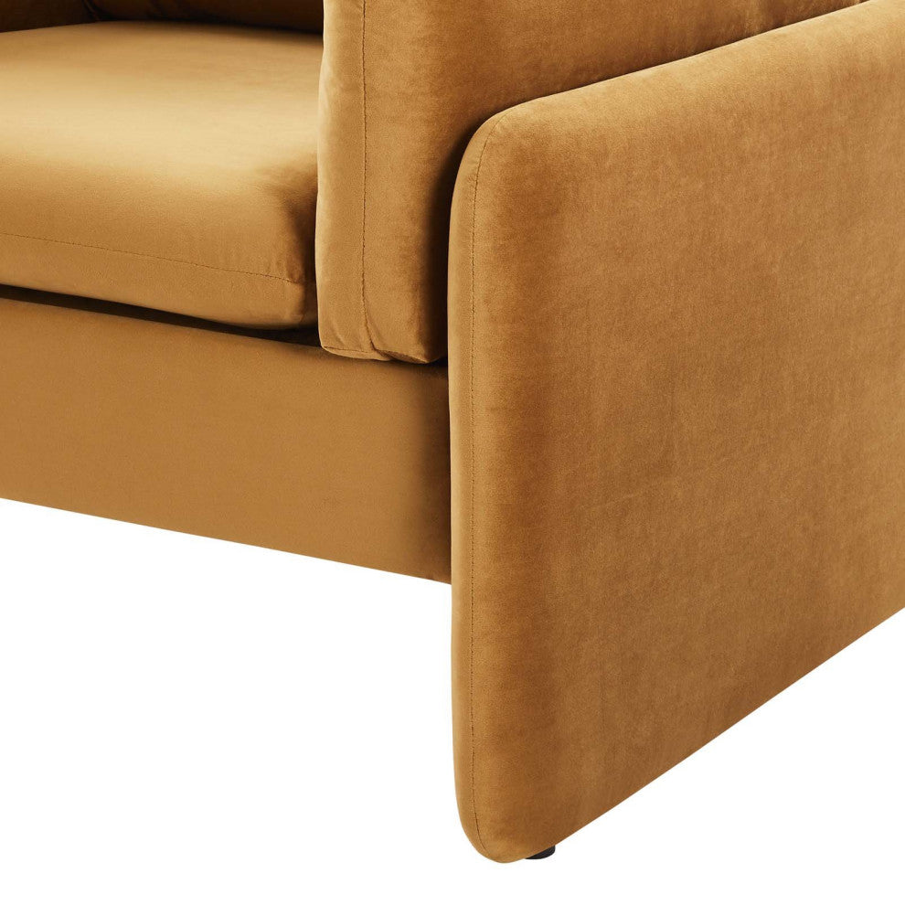 Armchair Accent Chair, Velvet, Brown, Modern, Living Lounge Hotel Hospitality