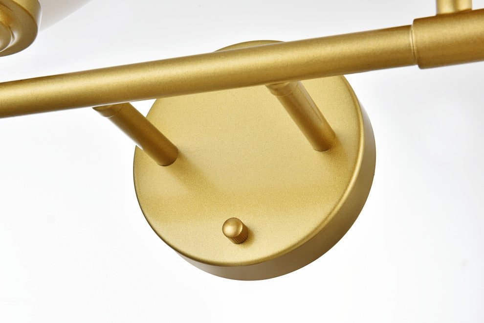 2 Light Brass And Frosted White Bath Sconce