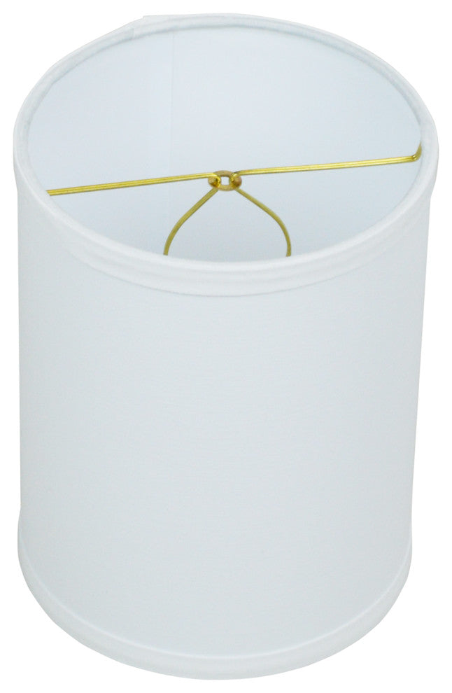 Fenchel Shades 6"x6"x8" Brass Bulb Clip Attachment Drum Lamp Shade, Linen White