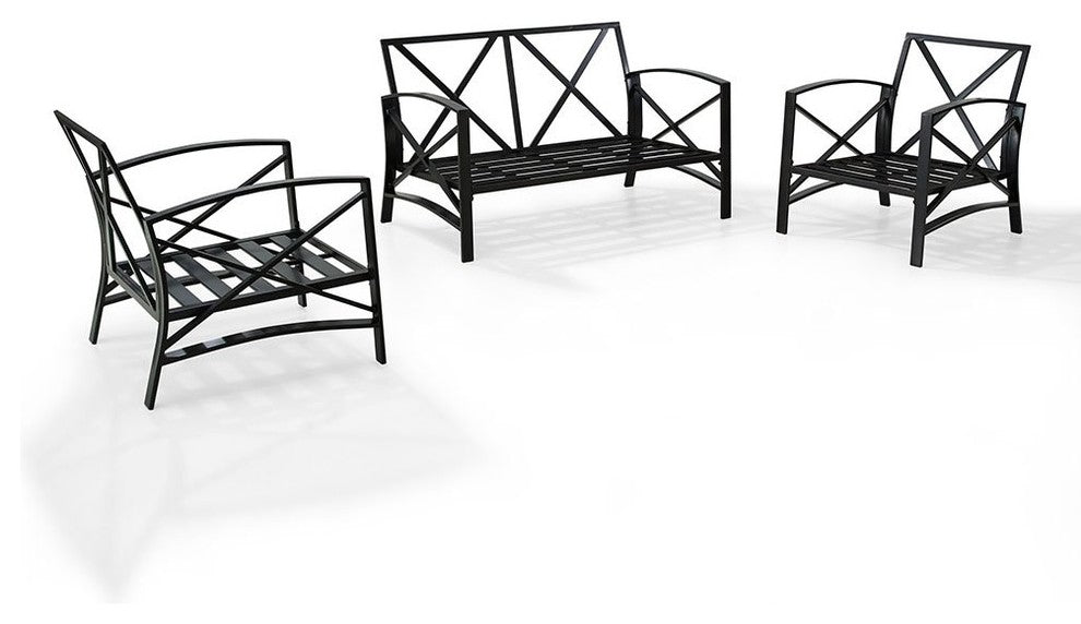 Kaplan 3-Piece Patio Set, Loveseat, 2 Outdoor Chairs, Oatmeal
