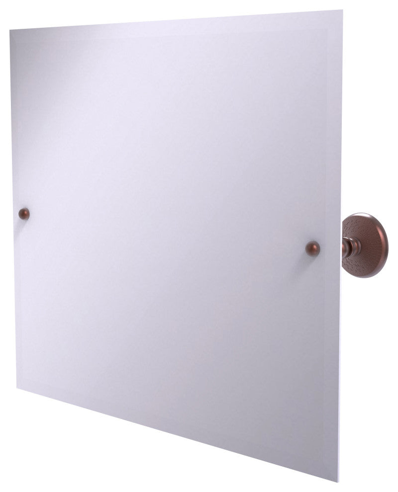 Frameless Landscape Beveled Edge Tilt Mirror, Antique Copper