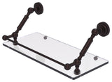 Dottingham 18" Floating Glass Shelf with Gallery Rail, Antique Bronze