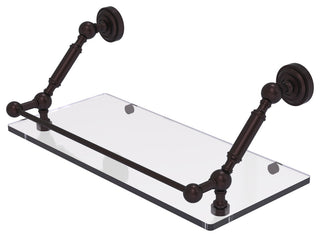 Dottingham 18" Floating Glass Shelf with Gallery Rail, Antique Bronze