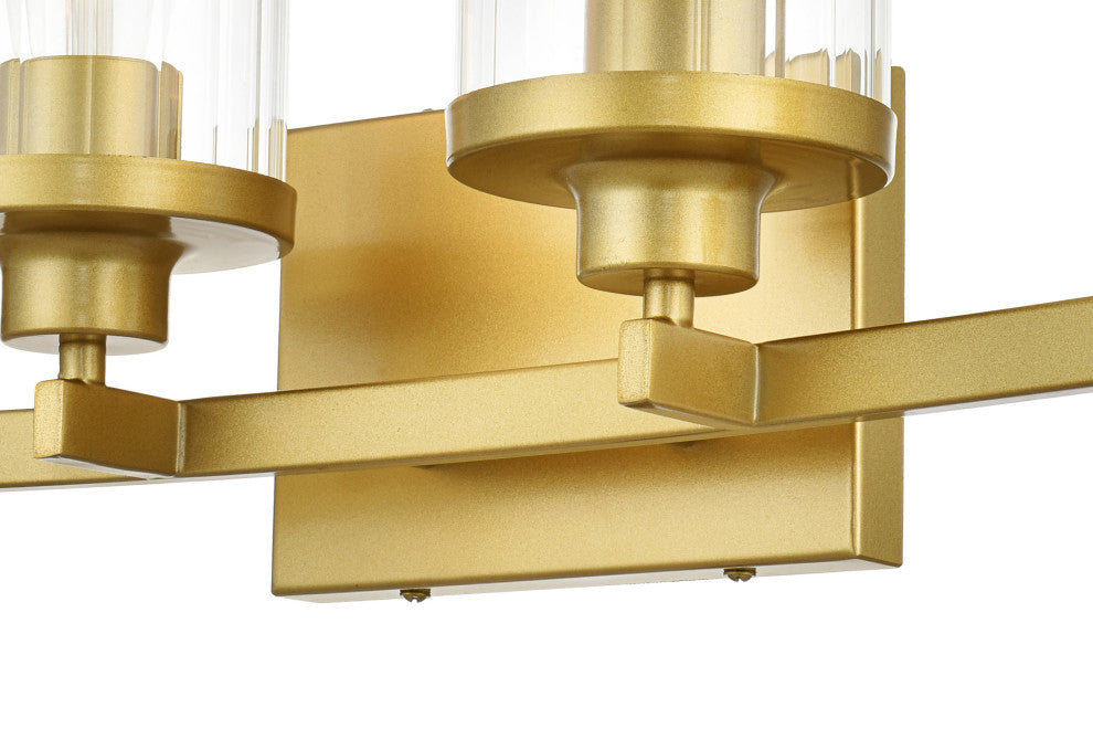 4 Light Brass And Clear Bath Sconce