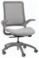 Modern Office Chair, Cushioned Waterfall Seat With Breathable Mesh Back, Grey