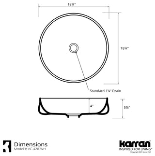 Karran VC-428-WH Valera 18" Vitreous China Vessel Bathroom Sink, White