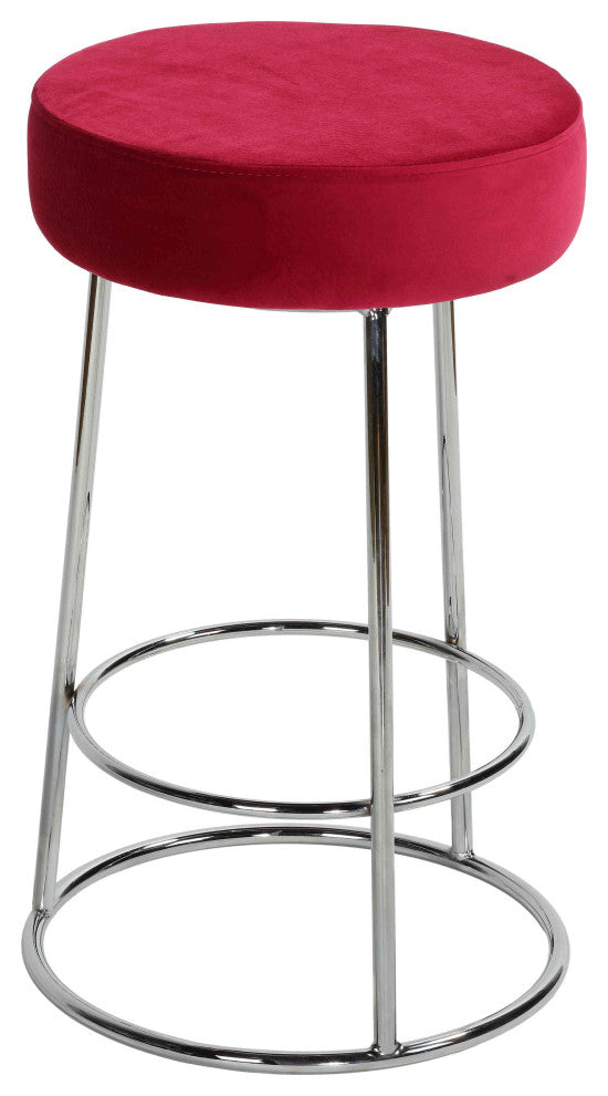Bodiam Counterstool, Pink Velvet and Chrome, 24"