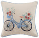Gingham Bike Embroidered Pillow