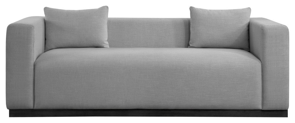 Alfie Linen Textured Fabric Upholstered Sofa, Grey