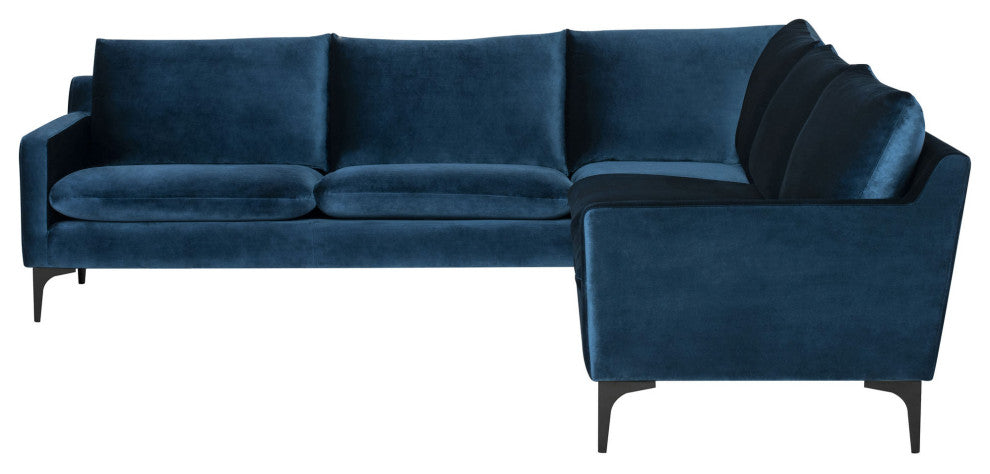 Anders Midnight Blue Fabric Sectional Sofa, HGSC677