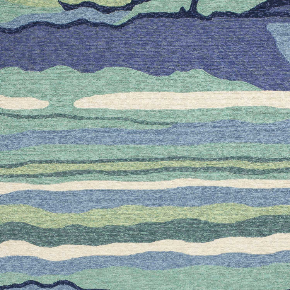 HomeRoots 5' x 7' Ocean Abstract Design UV Treated Indoor Outdoor Area Rug