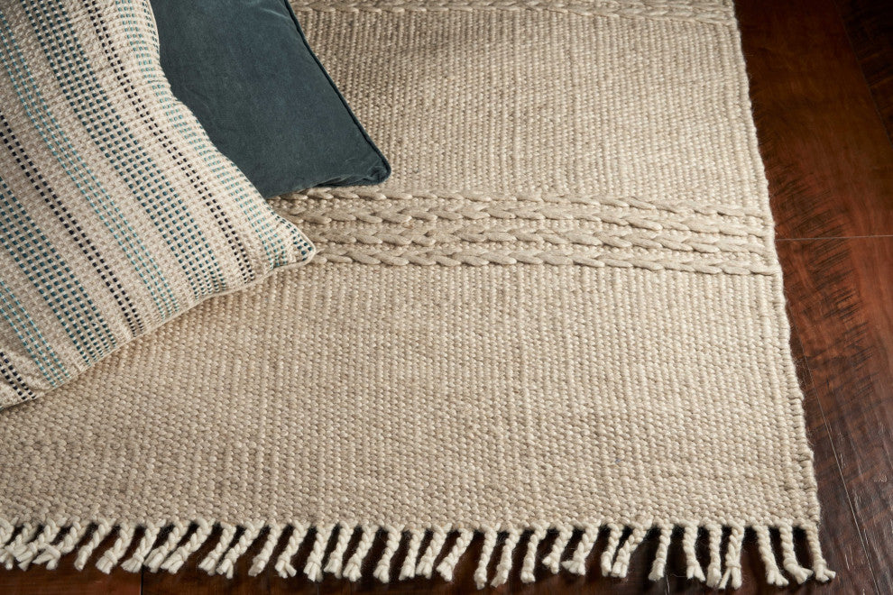 HomeRoots 7' x 9' Wool Natural Area Rug