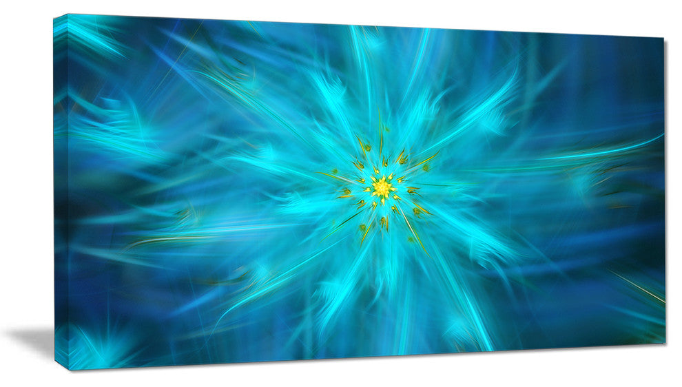 Amazing Dance of Blue Petals, Floral Canvas Art Print, 32"x16"