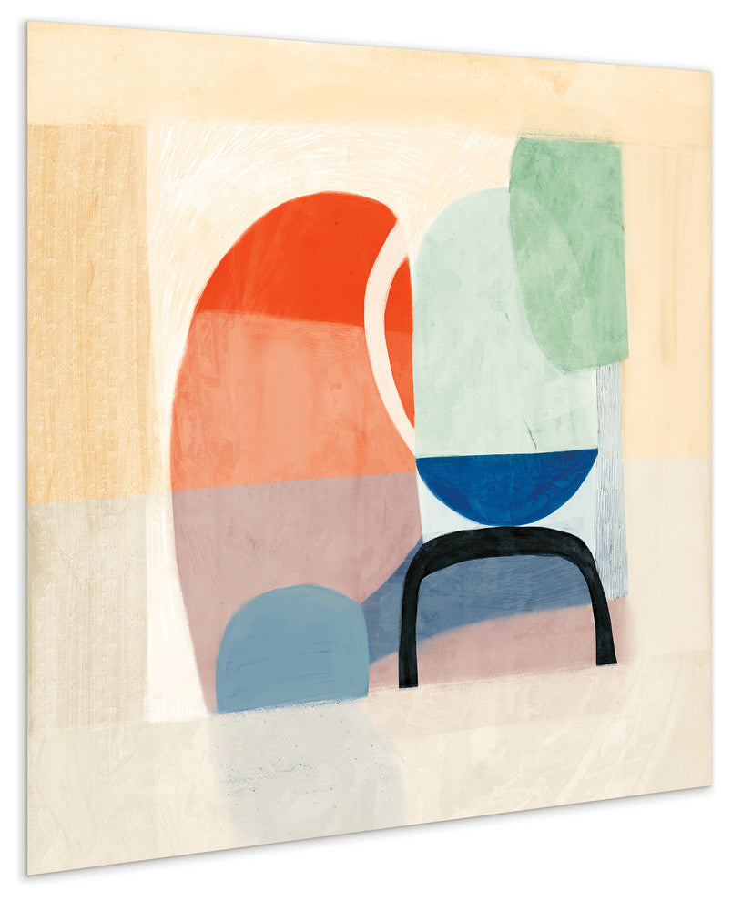 "Multiform II" Abstract Wall Art on Frameless Free Floating Tempered Glass