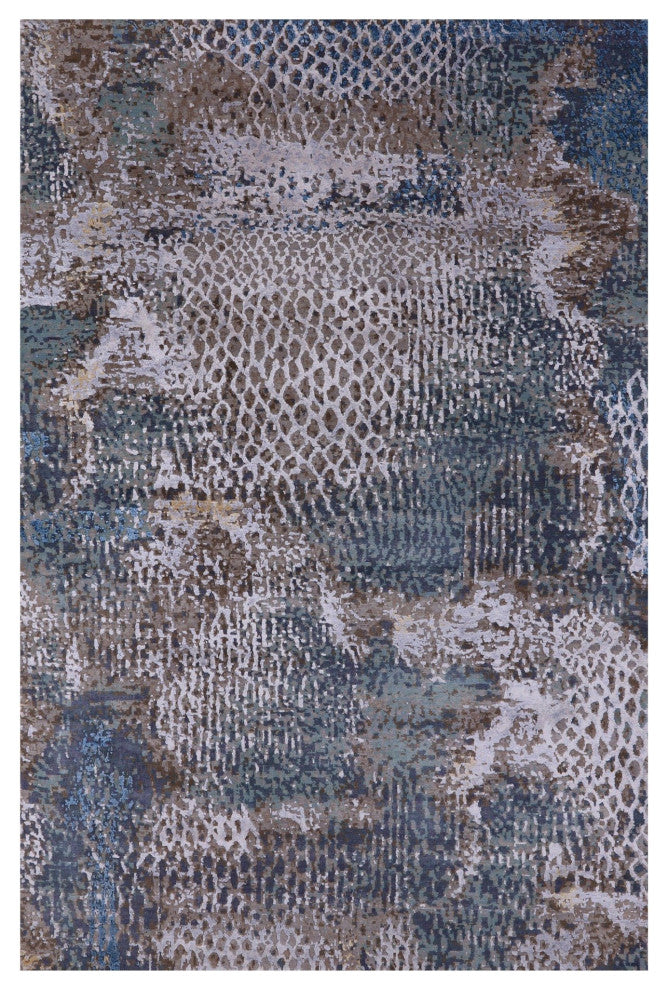 Modern Animal Print Design Handmade Wool and Silk Rug 5' 6" X 8' 3" Q8699