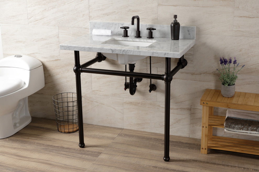 KVBH3622M8SQ5 36" Console Sink with Brass Legs (8-Inch, 3 Hole)