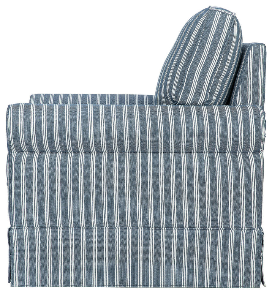 Riley Traditional Striped Upholstered Skirted Swivel Accent Chair