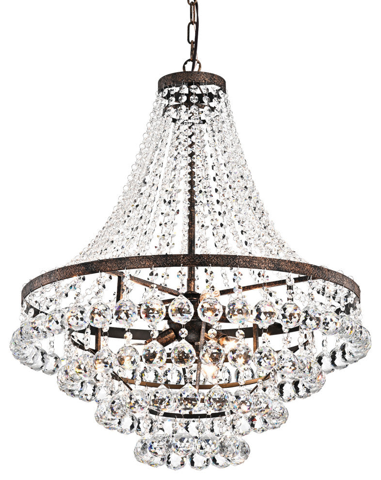 Towne Parke 7-Light Antique Copper and Crystal Empire 4 Tier Chandelier
