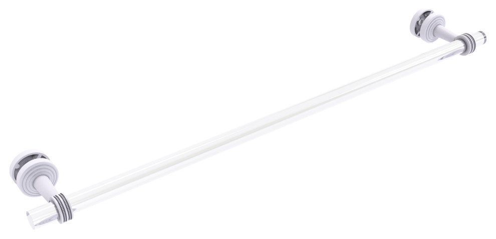 Pacific Beach 30" Shower Door Towel Bar with Dotted Accents, Matte White