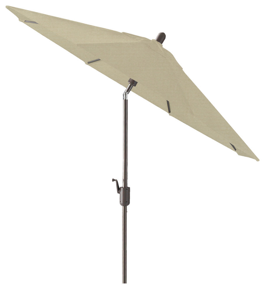 9' Round Push Tilt Market Umbrella, Antique Bronze Frame, Antique Beige