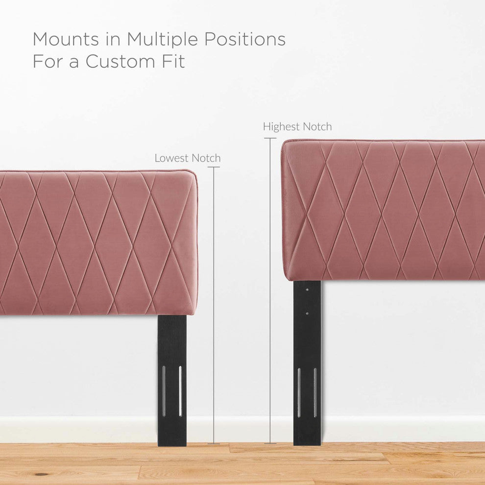 Headboard, King Size, Velvet, Pink, Modern Contemporary, Bedroom Master Suite