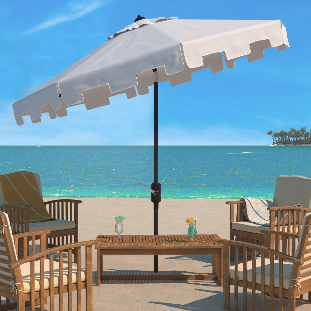 Safavieh Zimmerman 11' Round Market Umbrella, White