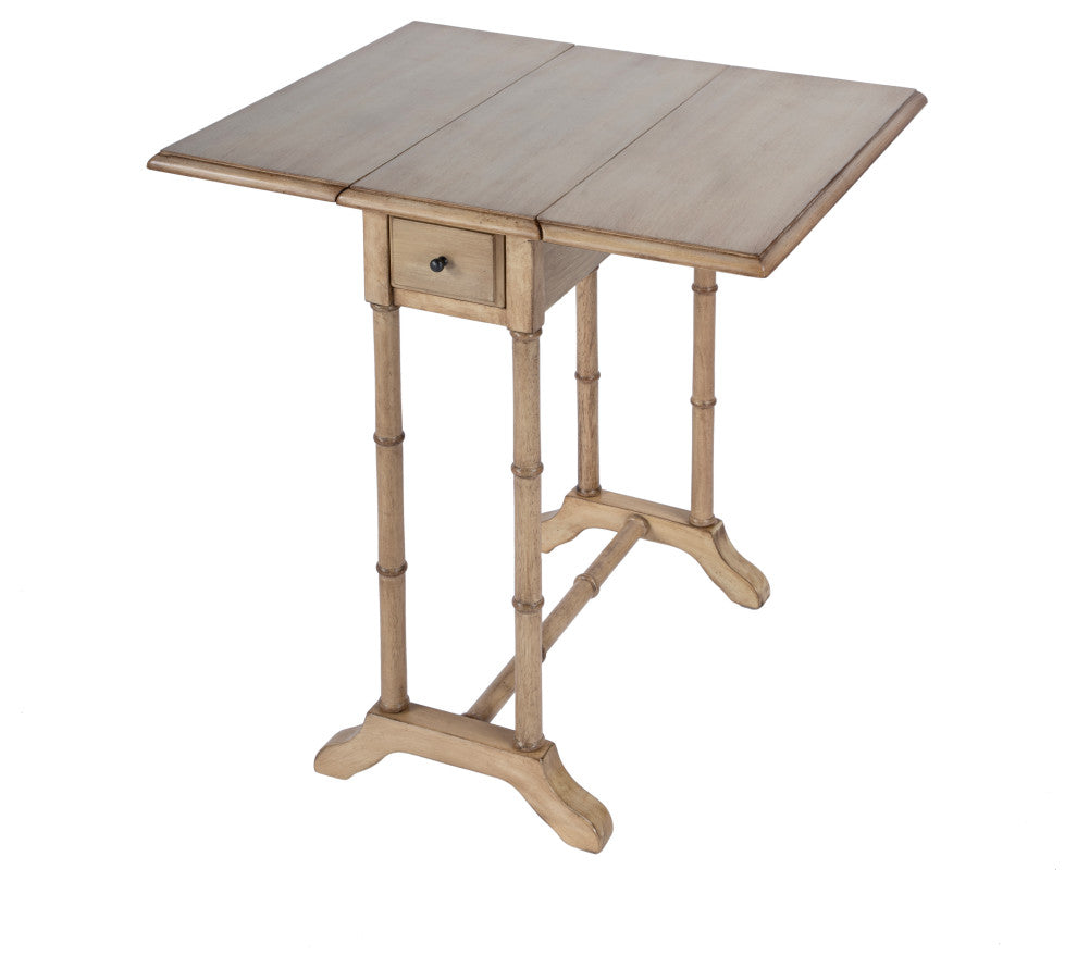 Darrow Drop-Leaf Wood Side Table, Antique Beige