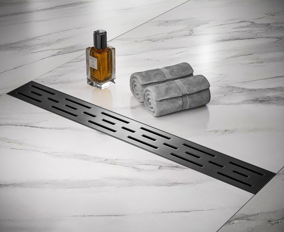 Linear Floor Drain with Removable Decorative Cover UPC certified, Matt Black, 24"