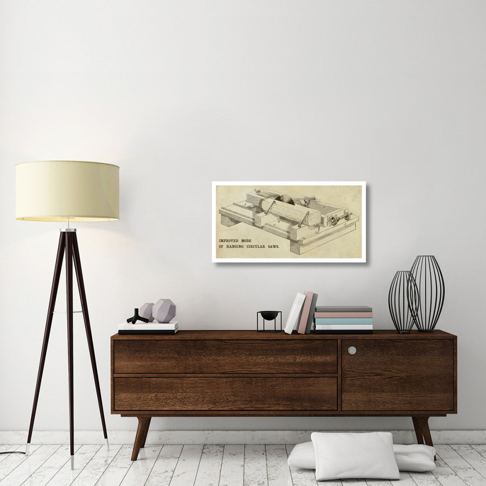 "Improved Mode of Hanging Circular Saws" Paper Print by Inventions, 38"x20"