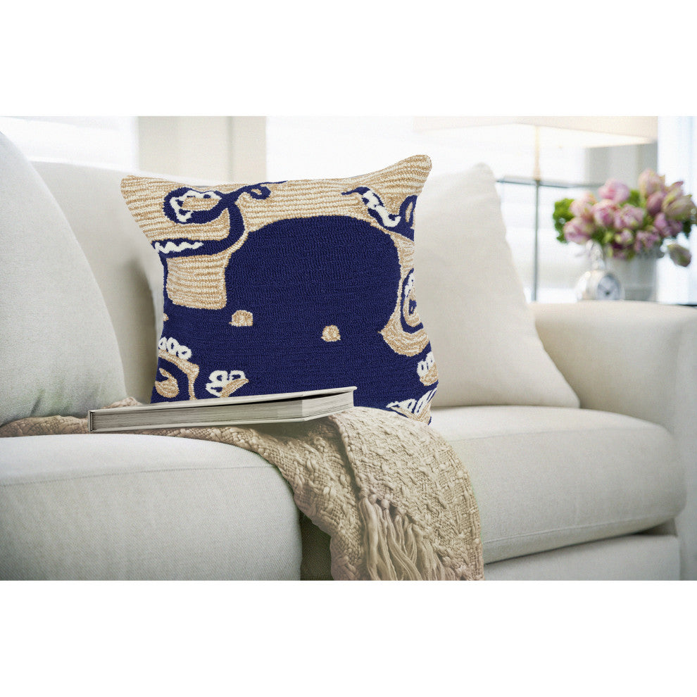 Frontporch Octopus Pillow, Navy, 18"x18"