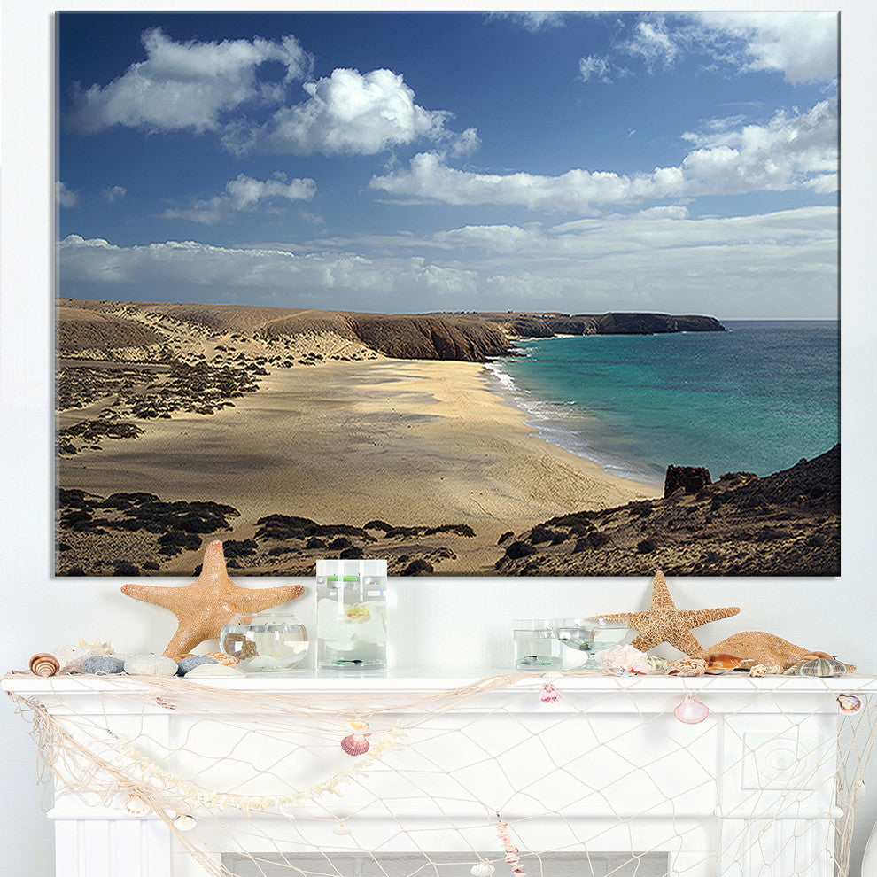 "Bright Seashore With Blue Waters" Seashore Canvas Art, 32"x16"