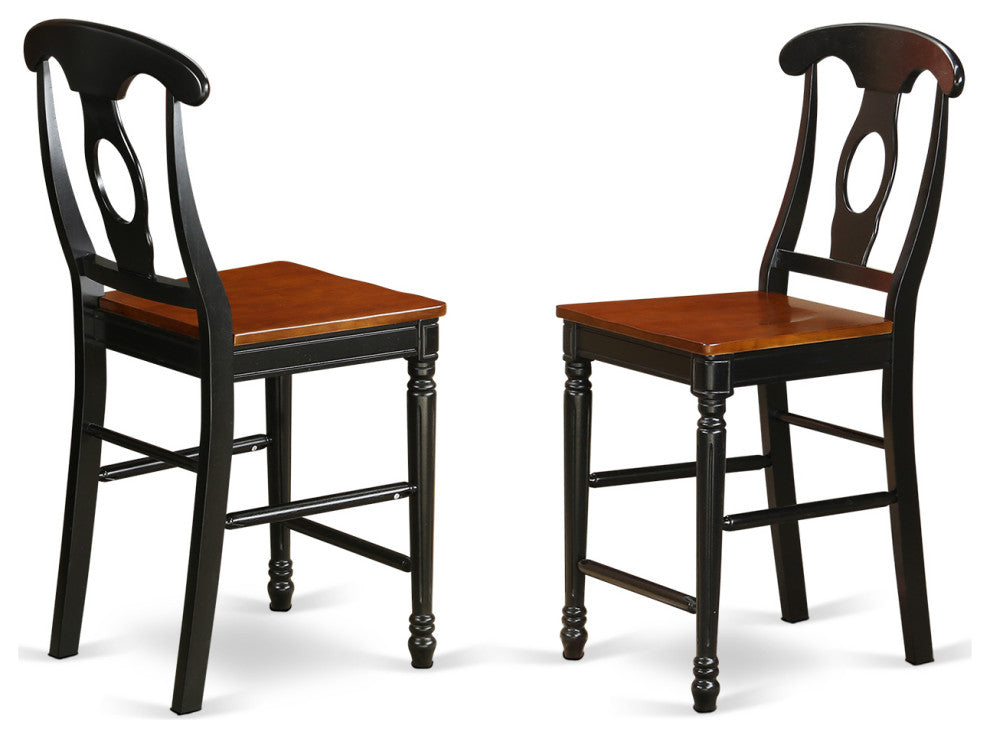 3 Pc Counter Height Dining Set, Table, 2 Counter Height Stool, Black & Cherry